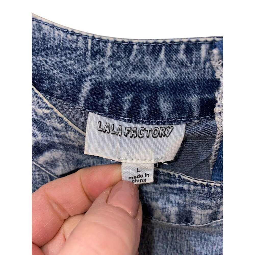 LALA Factory Ladies Denim Dress with Pearl and Stud details Size Large - Picture 12 of 13